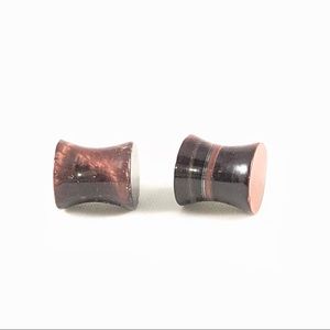 00g NATURAL Brown Stone Tigers Eye Saddle Plugs